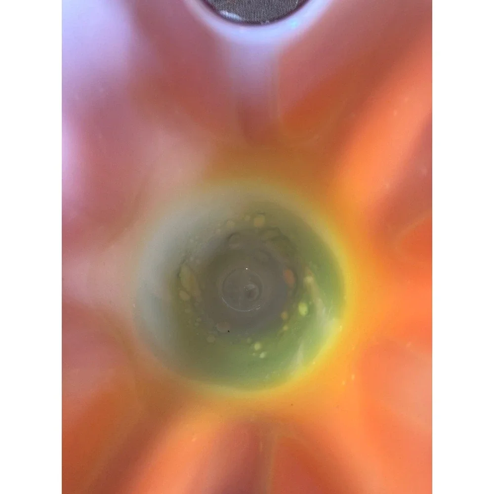 Art Glass Ruffled Handkerchief Vase‎ Rainbow Red Orange Yellow Green 12 Inch MCM